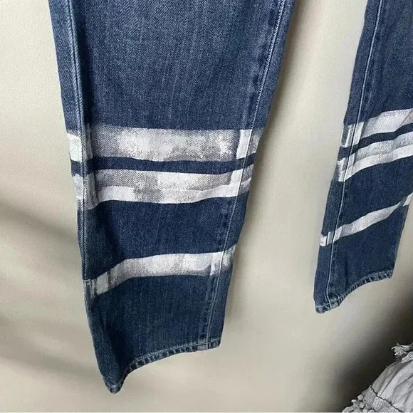 Anthropologie | PAIGE Verdugo Ankle  Painted Stripe Jeans - Picture 6 of 7